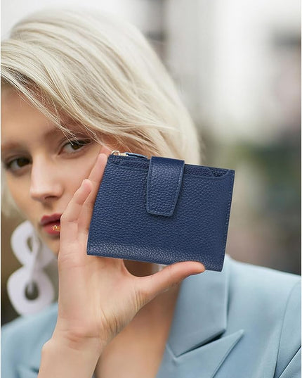 Falan Mule Women's Royal Blue Leather Wallet with RFID Blocking, Card Holders, and Coin Pouch