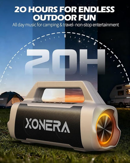 Speakers Bluetooth Wireless, 80W Peak Loud Outdoor Speaker with Bass, 20H Playtime, IPX6 Waterproof, TWS, BT5.3, Portable for Camping Hiking Boating Pool Beach, Desert Yellow