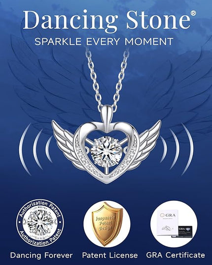 MomentWish Necklace for Women, Sparkling Gift for Her, 1Carat Moissanite Heart Pendent for Her, 925 Sterling Silver Dance Necklace for Anniversary Christmas Valentines