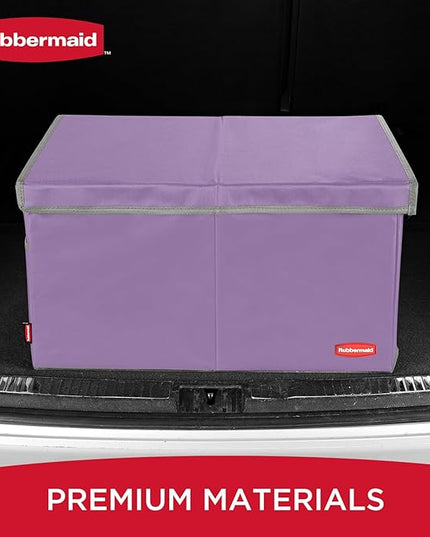 Rubbermaid Car Organizer, Collapsible Trunk Organizer, Multi-Compartment Car Storage Organization for Car Accessories, 2 Compartments With Cover, 21.65"*14.17"*12.2" - Purple
