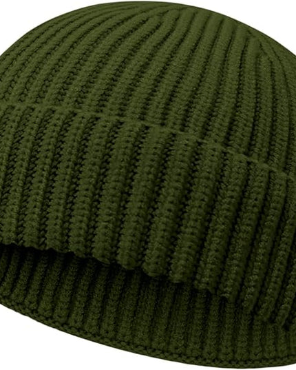 Wool Fisherman Beanies for Men Women Short Cuff Knit Beanie Winter Warm Hats Trawler Hat Stylish Watch Cap