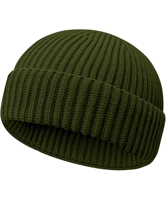 Wool Fisherman Beanies for Men Women Short Cuff Knit Beanie Winter Warm Hats Trawler Hat Stylish Watch Cap