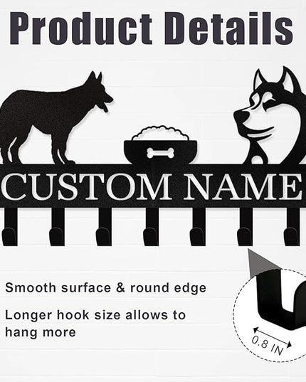 Personalized Dog Leash Holder for Wall - Custom Dog Leash Holder for Wall with Pet's Name, Metal Dog Stuff Storage Organizer, Dog Leash Hangers for Wall, Dog Decor Gifts for Entryway, Farmhouse