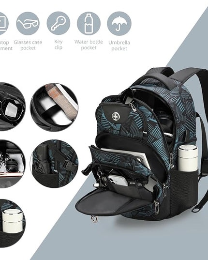 Swissdigital Laptop Backpack with USB Charging Port, Travel Backpack Fits 15.6 inches Computer, 31L Backpack for Men, Dark Green | SD803-96