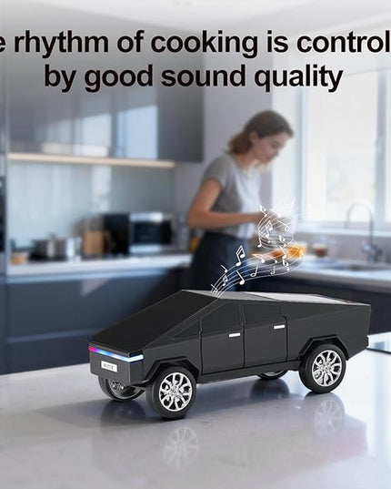 Futuristic Pickup Truck Bluetooth Speaker with LED Display Screen – TWS Stereo, FM Radio, USB/TF Playback, LED Headlights, Built-in Mic, Gift for Truck Fans, Auto Style Lovers&Tech Collectors (Black)