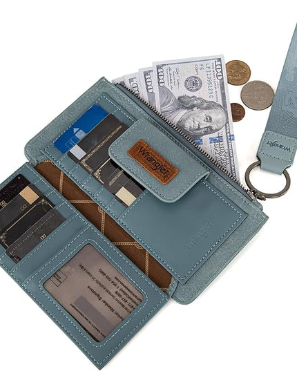 X Wrangler Wristlet Wallet Large Clutch Women's Wallets Rfid Card Cases & Money Organizers with Coin Purse and Smooth Zipper
