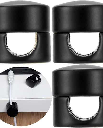 3 Sets Charger Holders for Cords, Matte Black Color Adjustable Cable Anchor Holders, Adhesive Metal Cord Clips, Cable Management Wire Organizers for Desk, Office, Nightstand