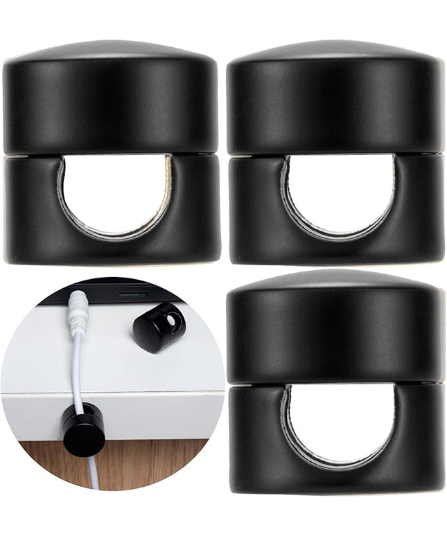 3 Sets Charger Holders for Cords, Matte Black Color Adjustable Cable Anchor Holders, Adhesive Metal Cord Clips, Cable Management Wire Organizers for Desk, Office, Nightstand