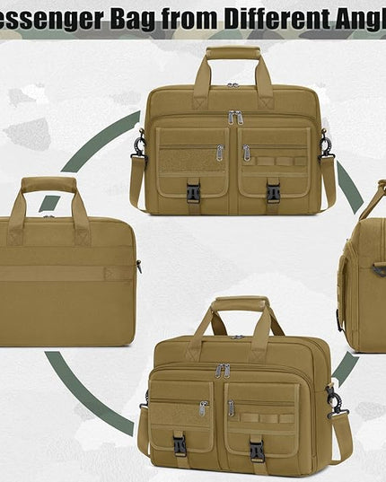 RAINSMORE Tactical Laptop Bag 15.6/17.3 Inch Laptop Briefcase Men Business Computer Bag Military Messenger Bag Work Office