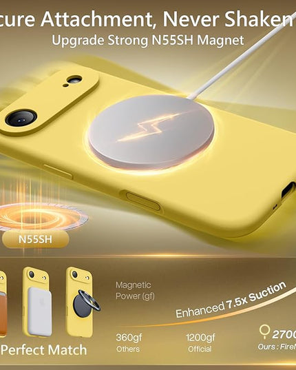 FireNova Magnetic for iPhone Air Case, Compatible with MagSafe, [Integrated Silicone Camera Control Button] [Camera Protection] Microfiber Lining Phone Case for iPhone 17 Air, 6.5", Yellow