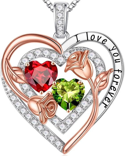 Iefil Christmas Gifts for Women - Sterling Silver Birthstone Necklace Anniversary Birthday Gifts for Her Wife Mom Daughter