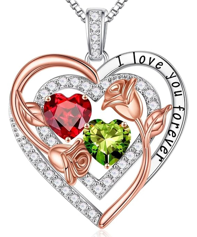 Iefil Christmas Gifts for Women - Sterling Silver Birthstone Necklace Anniversary Birthday Gifts for Her Wife Mom Daughter