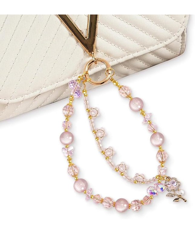 Phone Charm for Women, Anti-Theft Phone Wrist Strap Hands-Free & Beaded Chain,Tether Tab
