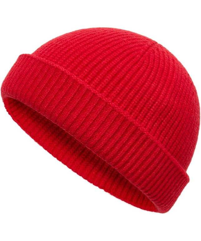 vidsel Thin Wool Fisherman Beanie Hat for Men Women Fall Winter,Short Knit Cuffed Fashion Trawler Skull Cap,Watch Cap