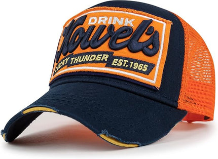 ililily Premium Howels Embroidery Vintage Baseball Cap Distressed Trucker Hat