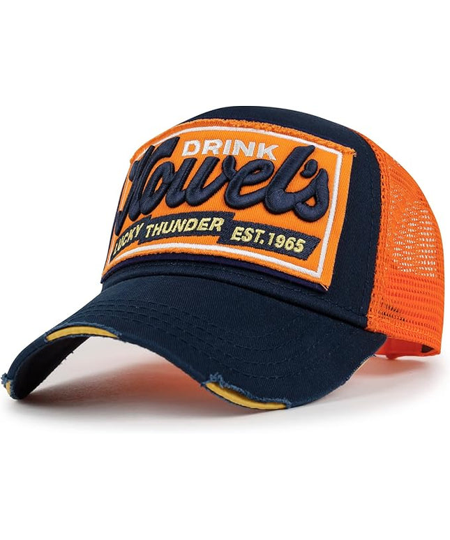 ililily Premium Howels Embroidery Vintage Baseball Cap Distressed Trucker Hat