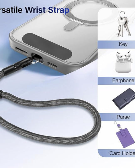 Dadanism Phone Wrist Strap, Universal Adjustable Hand Wrist Strap Lanyard for iPhone 17 and Most Smartphones, Multifunctional Patch Lanyard with Phone Tether Tab for Women and Men, Space Gray