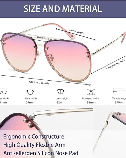 Trendy Oversized Aviator Sunglasses Womens, Retro Cute Big Shades Women's Fashion Sun Glasses UV Protection VF2203