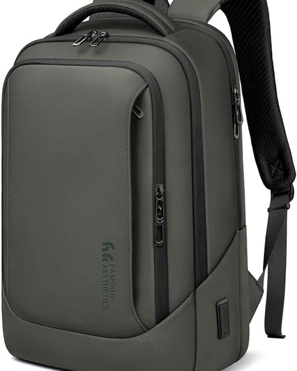 hk Laptop Backpack for Men with USB Charging Port for Business Work College Travel (Green, 17.3 inch)