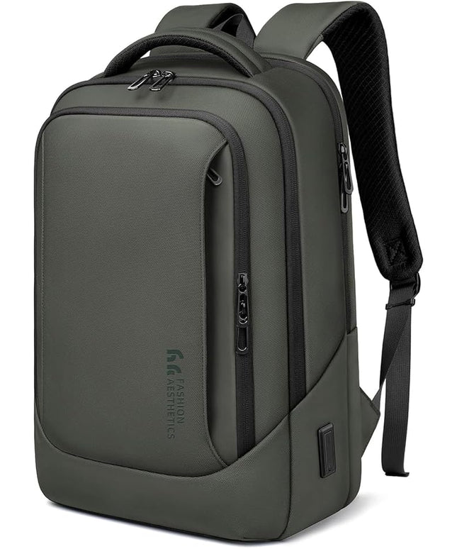 hk Laptop Backpack for Men with USB Charging Port for Business Work College Travel (Green, 17.3 inch)