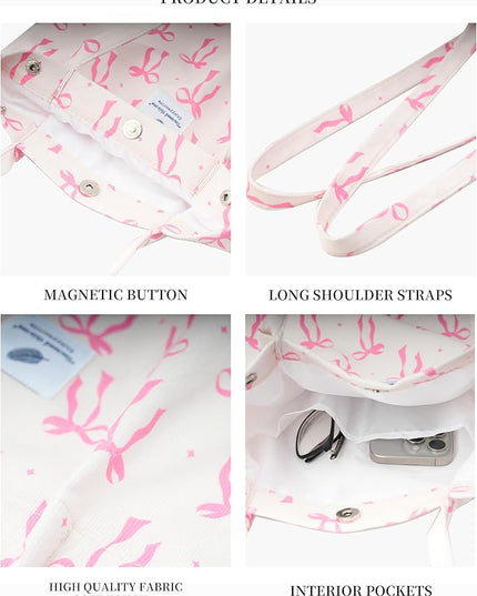 Corduroy Tote Bag Cute Tote Bags for Women Shoulder Bag with Inner Pocket for Work Beach Travel and Shopping Grocery