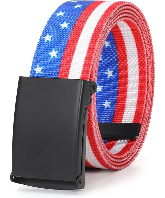 WHIPPY Canvas Web Belt Flip-Top Solid Black Military Buckle Fully Adjustable Mens Webbing Belts Cut To Fit