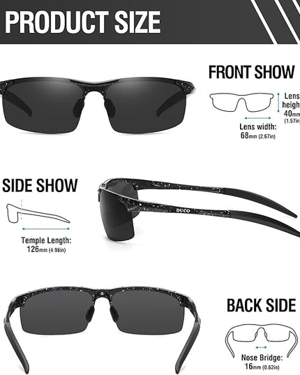 DUCO Mens Sports Polarized Sunglasses UV Protection Sunglasses for Men 8177s
