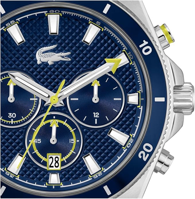 Lacoste Mainsail Men's Chronograph Watch - Stainless Steel - Water Resistant up to 5ATM/50 Meters - Contemporary, Sporty - Premium Fashion Timepiece - Gift for Him - 43mm
