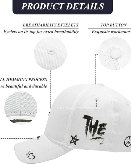 Trendy Unisex Graffiti Baseball Cap, Adjustable Cotton Baseball Cap for Men & Women, Athletic Streetwear Hat
