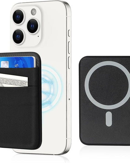 Senose Magnetic Wallet Compatible for Magsafe, Stretchy Magnet Phone Wallet Card Holder for Back of Phone Compatible for iPhone 16/15/14/13/12 Mini/Plus/Pro/Pro Max, (Black)