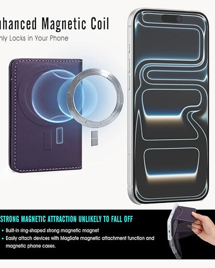 ASAPDOS For MagSafe Wallet,Magnetic Card Holder RFID Blocking Wallet with 5 Card Slots & Cash Pocket For iPhone 17/16/ 15/14/ 13/12/ Pro/Max/Plus/Air Purple