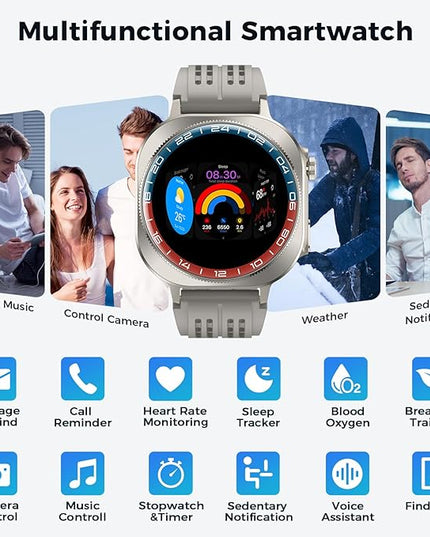 Smart Watch (Answer/Make Call), 1.43" AMOLED-3D Military Smartwatch for Men Women, Flashlight/130+ Sports/60 Days, Heart Rate/Sleep Monitor, IP68 Waterproof Fitness Activity Tracker for Android iOS