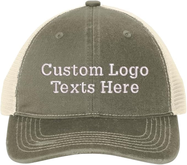 INK STITCH C600 Custom Embroidery Texts Logo Distressed Trucker Caps