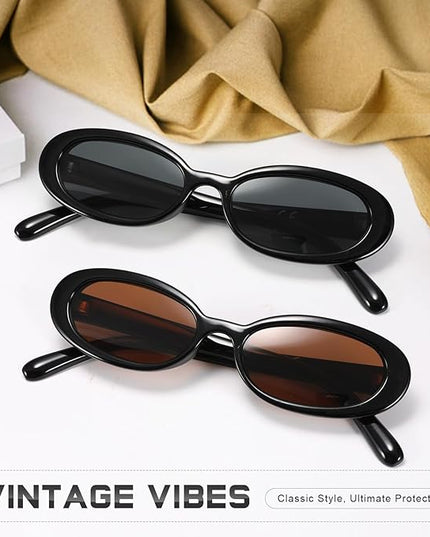 DANAMY Sunglasses Womens Retro Oval Sunglasses for Women Men Fashion Small Oval Sun Glasses 90s Vintage Driving Shades