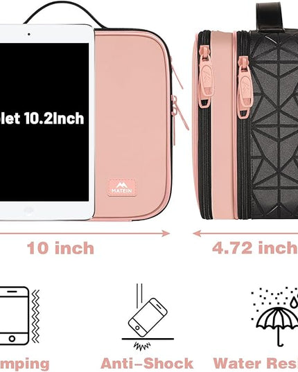 MATEIN Cord Organizer Case with Adjustable Divider, DJ Cable File Bag for DJ Gear, Sound Instrument and Music Equipment Accessories, Shockproof Portable Double Layer Cord Bags, Pink