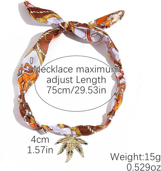 HETICA Scarf Necklace for Women Silk Western Charm Necklaces Fashion Accessory Jewelry Gift