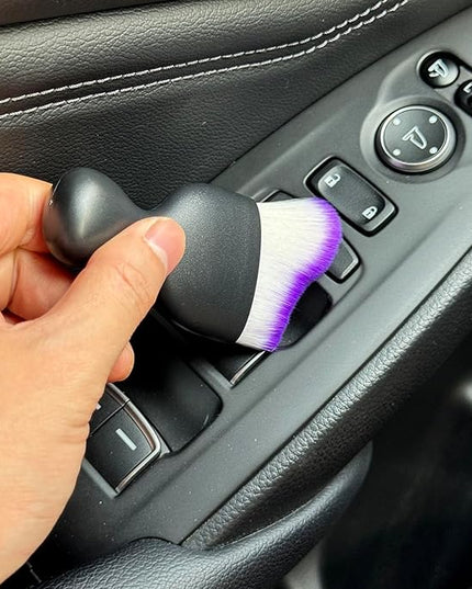 Car Detailing Brush, Soft Bristle Cleaning Brush, Scratch-Free Auto Duster Tool for Dashboard, Air Vents, Leather & Interior Cleaning (Black&Purple)
