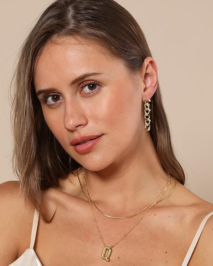 LUCA SMITH Initial Necklaces for Women, Dainty Balloon Bubble Letter, Name Letter Alphabet Pendant Layered Choker Chain Jewelry Gift