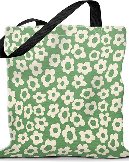 Canvas Tote Bag for Women，Cute Heavy-Duty Shoulder Bag with Zipper Pocket -Travel Tote for Grocery, Gym,Shopping