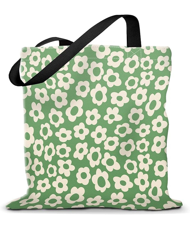 Canvas Tote Bag for Women，Cute Heavy-Duty Shoulder Bag with Zipper Pocket -Travel Tote for Grocery, Gym,Shopping