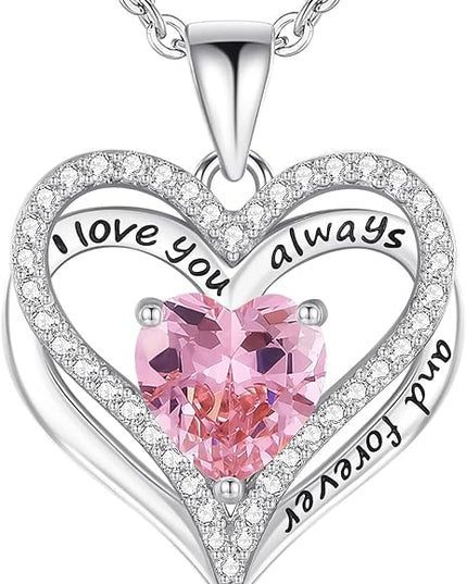 S925 Sterling Silver Necklace for Women, Wife Jewelry Rose Gold, Mom Birthday Valentines Mothers Day Gifts, Girlfriend Necklaces, Daughter Heart Jewel, Anniversary for Her