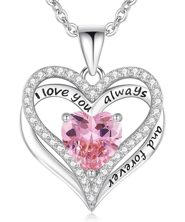 S925 Sterling Silver Necklace for Women, Wife Jewelry Rose Gold, Mom Birthday Valentines Mothers Day Gifts, Girlfriend Necklaces, Daughter Heart Jewel, Anniversary for Her
