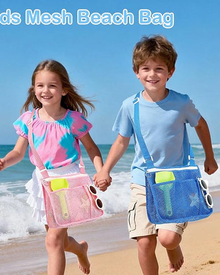 Mesh Beach Bag, Large Beach Tote with Zipper Pocket, Toys Pool Bag for Family Travel Vacation Cruise Essentials