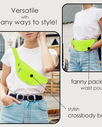 MAXTOP Large Crossbody Fanny Pack with 4-Zipper Pockets,Gifts for Enjoy Sports Festival Workout Traveling Running Casual Hands-Free Wallets Waist Pack Phone Bag Carrying All Phones