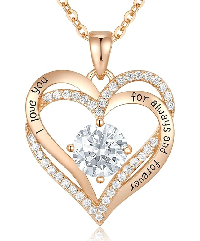 CDE Forever Love Heart Necklaces for Women, Wedding Anniversary, Birthday Mothers Day Christmas Day Gifts for Mom, Mother, Wife, friend, S925 Silver Jewelry with Birthstone Pendant