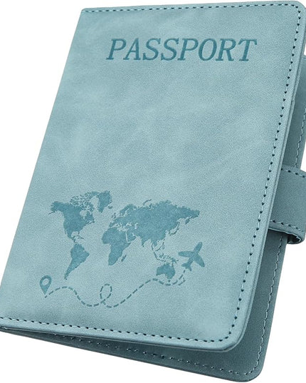 ILIYAH-Passport Cover-Passport Holder Travel Wallet-RFID Blocking Passport Case Travel Accessories Card Holder Wallet Unisex Travel Gifts(Blue)