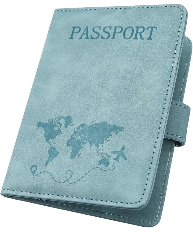 ILIYAH-Passport Cover-Passport Holder Travel Wallet-RFID Blocking Passport Case Travel Accessories Card Holder Wallet Unisex Travel Gifts(Blue)