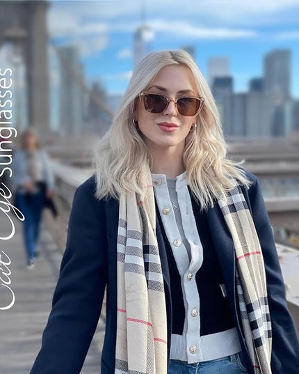 WOWSUN Narrow Small Vintage Polarized Cat Eye Sunglasses for Women