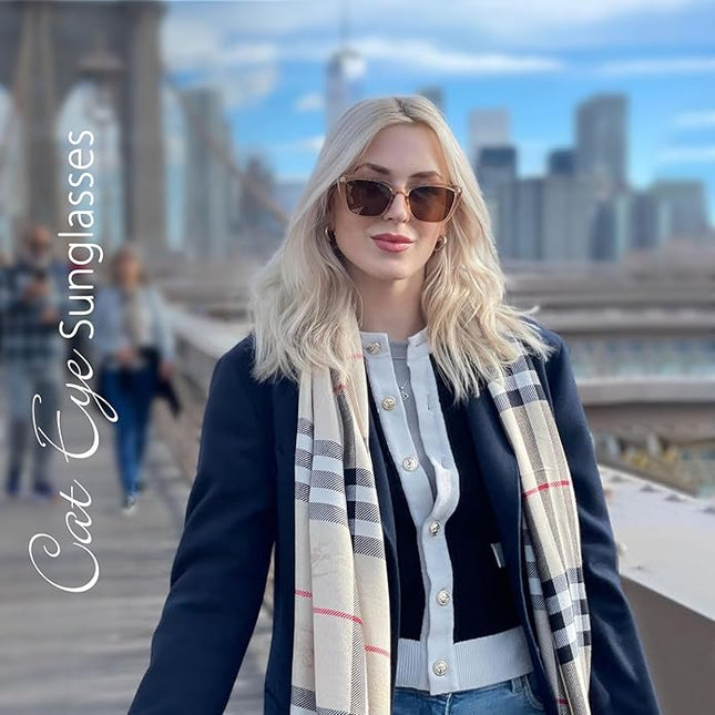 WOWSUN Narrow Small Vintage Polarized Cat Eye Sunglasses for Women