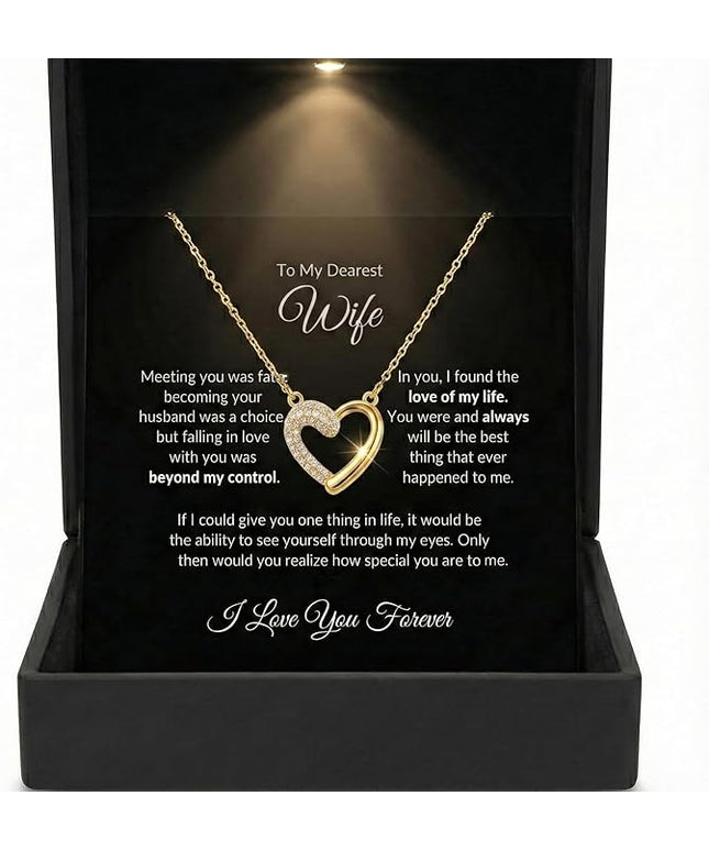 Evername To My Wife, Beautiful Necklace with an Emotional Message Card in a Luxury LED Jewelry Box. Great Birthday, Anniversary, Valentines Day Gift